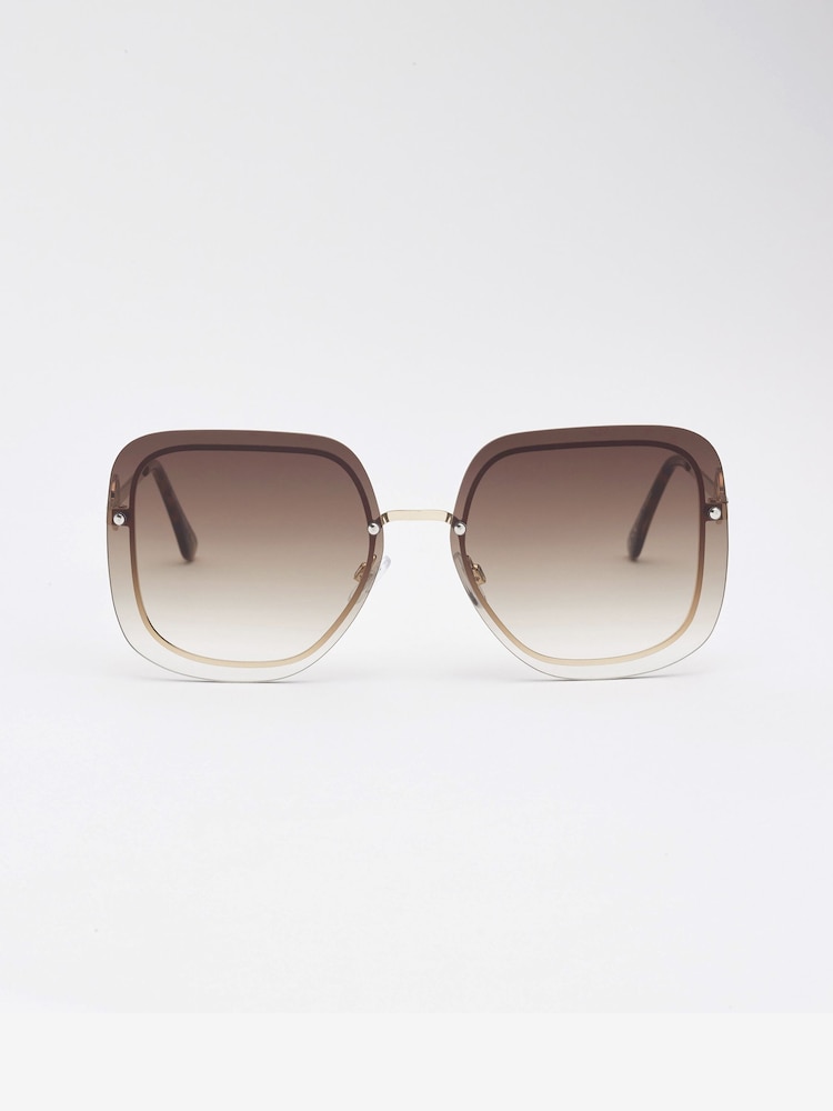Brown Rimless Square Monogram Sunglasses - Image 4 of 5