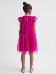 Reiss Bright Pink Fifi 9-12 yrs Tulle Embroidered Dress - Image 5 of 7