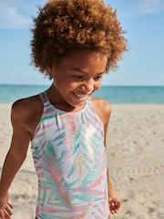 Ecru White Palm Swimsuit (3-16yrs) - Image 3 of 5