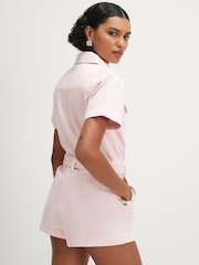 Mono corto de denim de manga corta con cinturón de River Island - Imagen 2 de 4