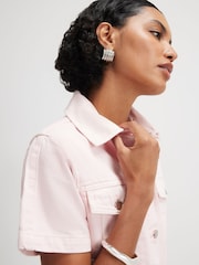 Mono corto de denim de manga corta con cinturón de River Island - Imagen 4 de 4