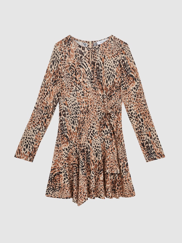 Reiss Brown Print Livia Senior Printed Jersey Dress - Image 2 of 8