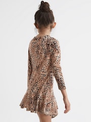 Reiss Brown Print Livia Senior Printed Jersey Dress - Image 5 of 8