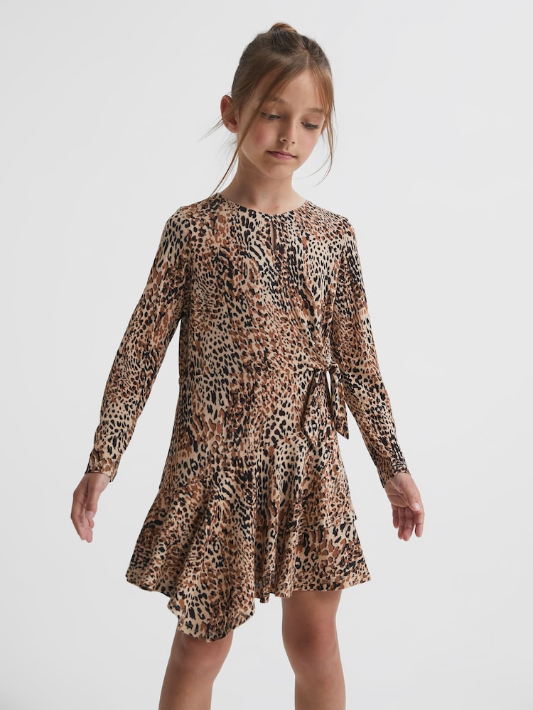 Reiss Brown Print Livia Senior Printed Jersey Dress - Image 8 of 8