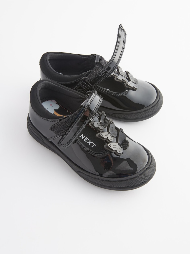 Black Patent Infant School Leather Butterfly T-Bar Shoes - Image 2 of 5
