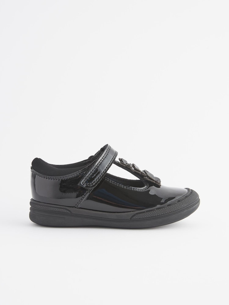 Black Patent Infant School Leather Butterfly T-Bar Shoes - Image 3 of 5