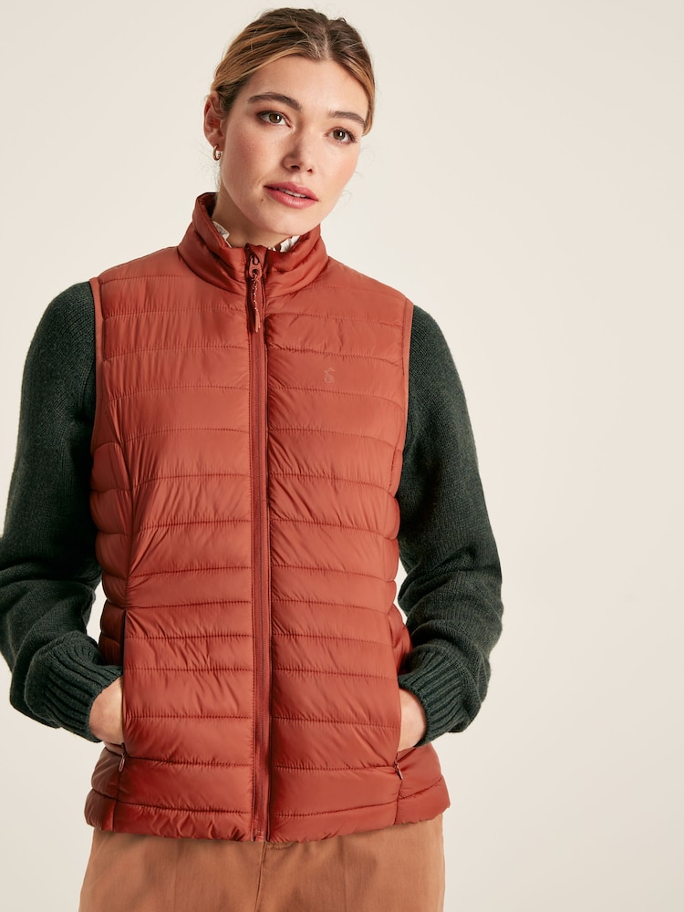 Joules Bramley Red Showerproof Packable Padded Gilet - Image 1 of 6