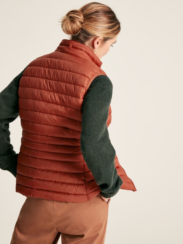 Joules Bramley Red Showerproof Packable Padded Gilet - Image 2 of 6