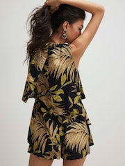 River Island Black Sleeveless Floral Print Frill Layer Playsuit - Image 4 of 4