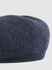 MOSS Blue Harris Tweed Herringbone Baker Boy Cap - Image 2 of 2