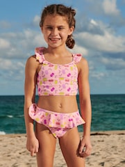 Fluro Pink Cherry Frill Sleeve Bikini (3-16yrs) - Image 1 of 8