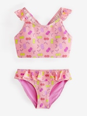Fluro Pink Cherry Frill Sleeve Bikini (3-16yrs) - Image 4 of 8