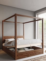 Get Laid Beds Coffee Bean Ottoman Four Poster Storage Square Leg Solid Bed - Image 1 of 2