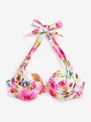 Rosa Blümchen - Gepolstertes, figurformendes, verdrahtetes Neckholder-Bikini-Top - Bild 5 von 5