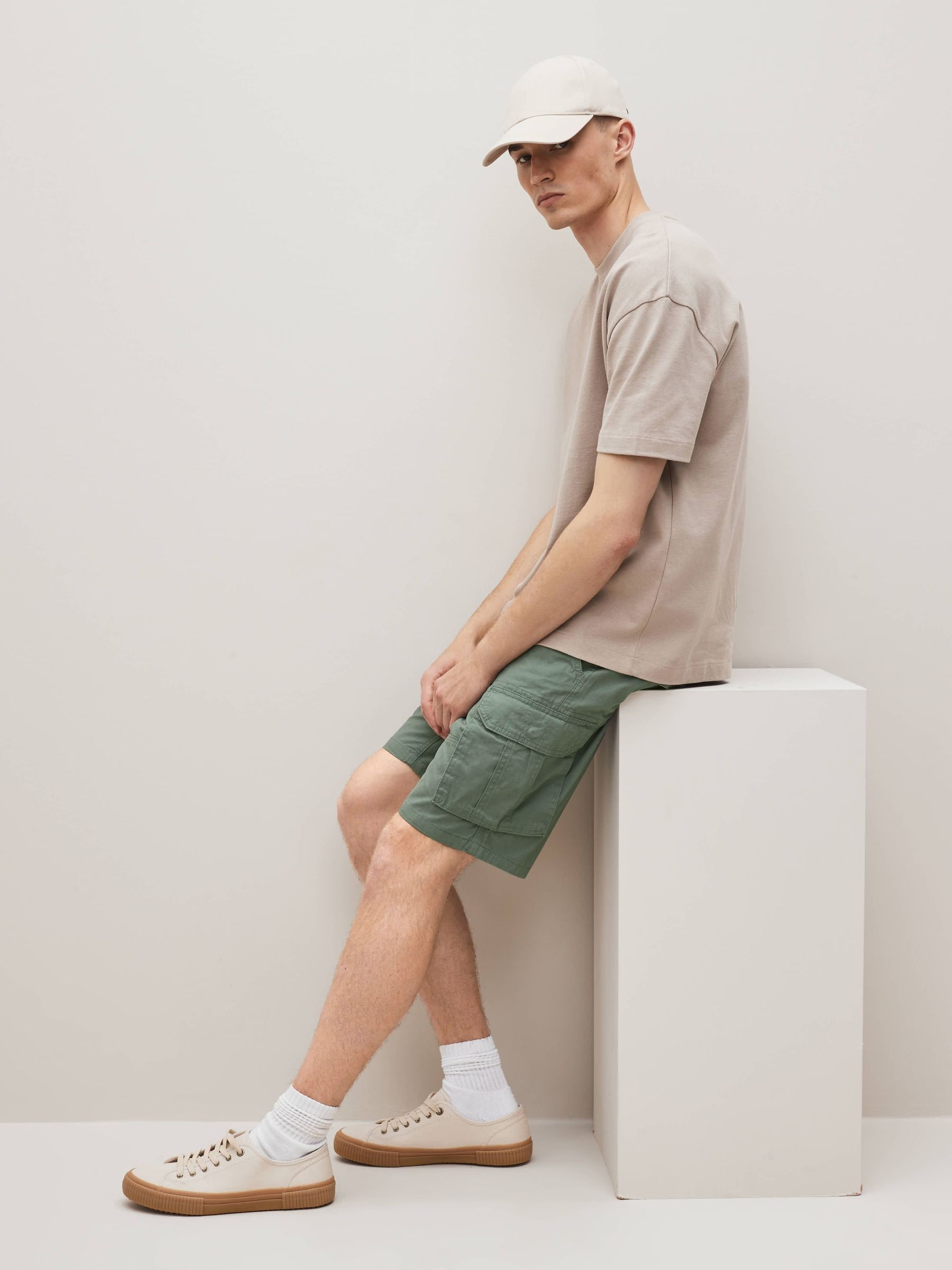 Buy Sage Green 100% Cotton Cargo Shorts from Next USA