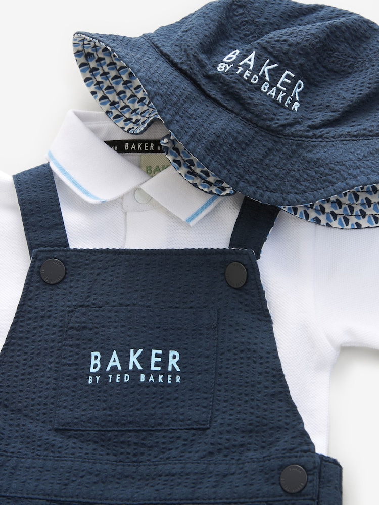 Baker by Ted Baker Seersucker Dunagrees, Polo and Hat Set - Image 11 of 13