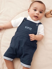 Baker by Ted Baker Seersucker Dunagrees, Polo and Hat Set - Image 3 of 13