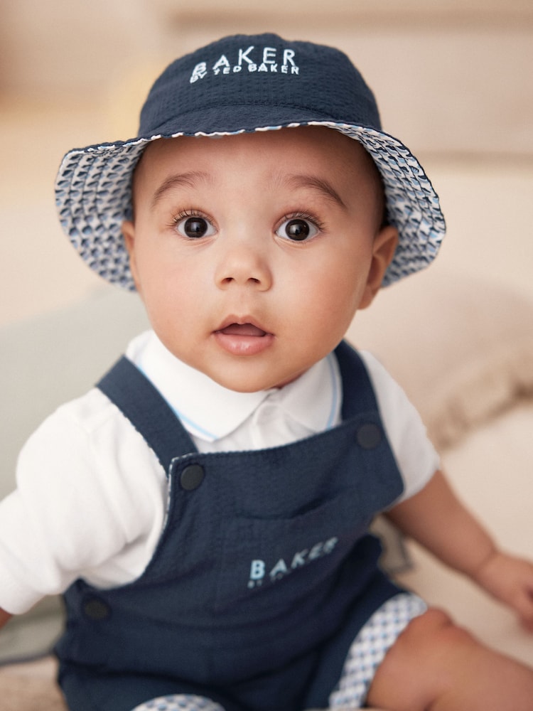 Baker by Ted Baker Seersucker Dunagrees, Polo and Hat Set - Image 4 of 13