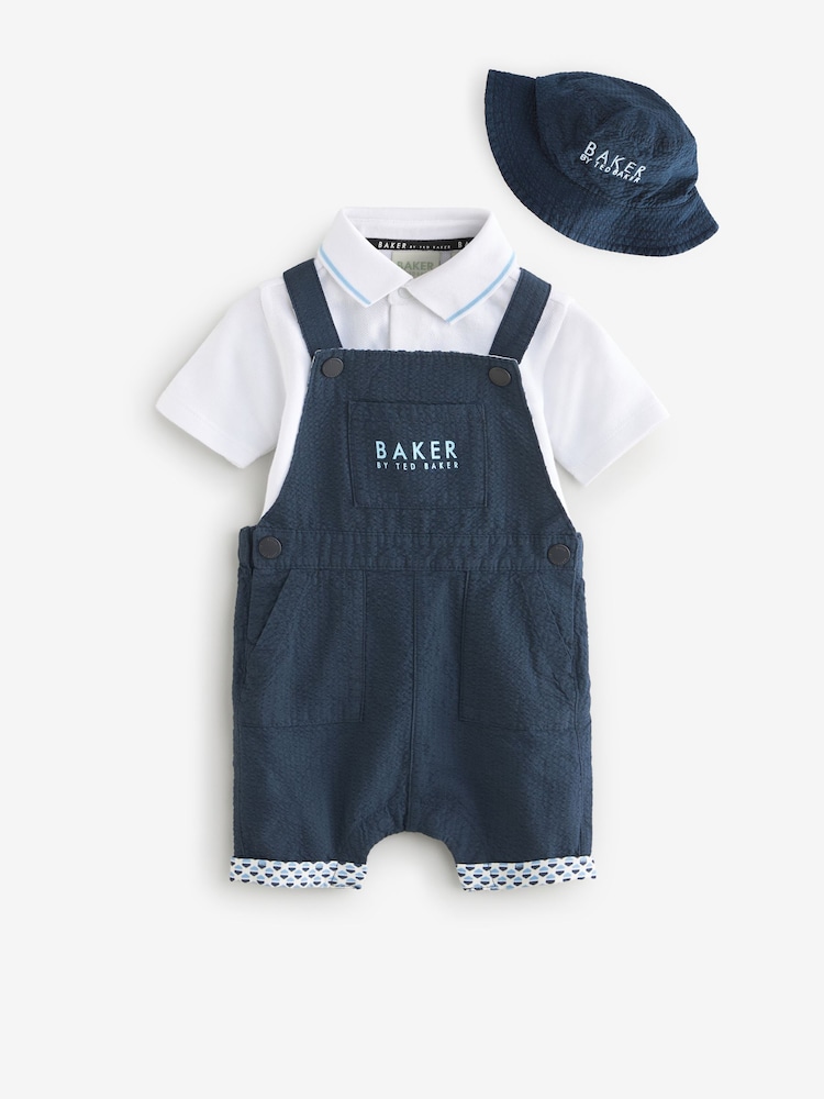 Baker by Ted Baker Seersucker Dunagrees, Polo and Hat Set - Image 7 of 13