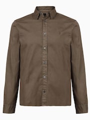 AllSaints Brown Hawthorne Long Sleeve 100% Cotton Shirt - Image 1 of 2