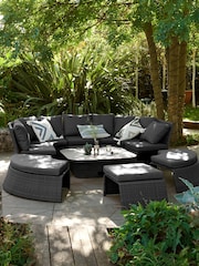 Black Dorset Garden Rattan Effect Multi-Use Living Dining and Lounge Set - Image 2 of 7