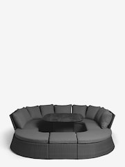 Black Dorset Garden Rattan Effect Multi-Use Living Dining and Lounge Set - Image 3 of 7