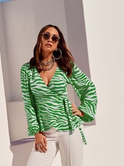 Myleene Klass Green Zebra Wrap Top - Image 2 of 6