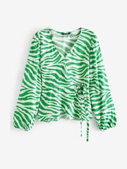 Myleene Klass Green Zebra Wrap Top - Image 4 of 6