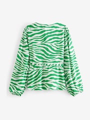 Myleene Klass Green Zebra Wrap Top - Image 5 of 6