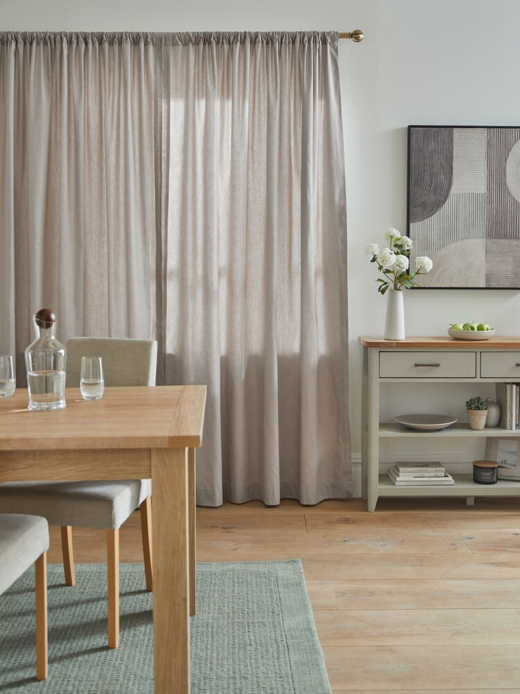 Dark Natural Cotton Slot Top Lined Curtains - Image 2 of 5