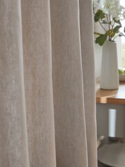 Dark Natural Cotton Slot Top Lined Curtains - Image 3 of 5