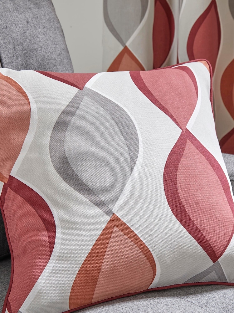 Fusion Red Lennox Ogee 100% Cotton Cushion - Image 1 of 2
