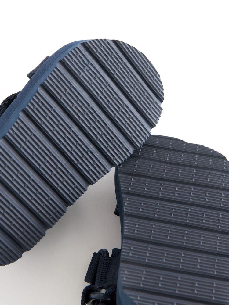 Navy Blue Touch Fastening Adjustable Strap Tape Trekker Sandals - Image 4 of 4