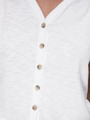 Whistles White 100% Cotton V-Neck Maeve Button Front T-Shirt - Image 4 of 5