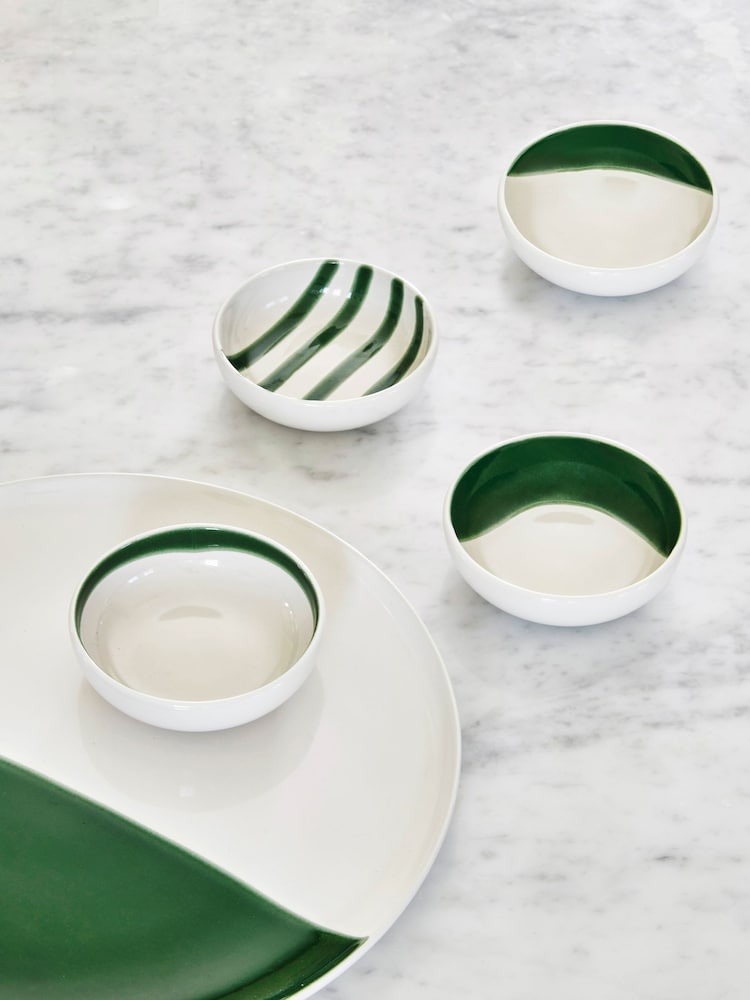 Jasper Conran London Set of 4 Green Abstract Set of 4 Bowls - Image 4 of 4