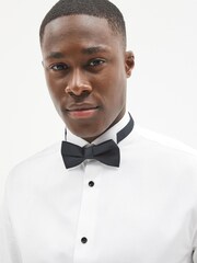 White Textured Regular Fit Double Cuff Dress Shirt - Image 4 of 8