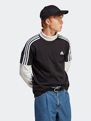 adidas Black Essentials Single Jersey 3-Stripes 100% Cotton T-Shirt - Image 4 of 8