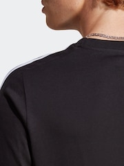 adidas Black Essentials Single Jersey 3-Stripes 100% Cotton T-Shirt - Image 7 of 8