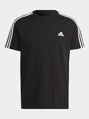 adidas Black Essentials Single Jersey 3-Stripes 100% Cotton T-Shirt - Image 8 of 8