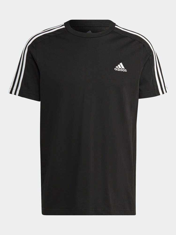 adidas Black Essentials Single Jersey 3-Stripes 100% Cotton T-Shirt - Image 8 of 8