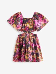 Pink Print Cut Out Detail Dress (3-16yrs) - Image 4 of 6