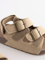 Stone Beige Standard Fit (F) Double Buckle Cushioned Footbed Sandals - Image 4 of 5
