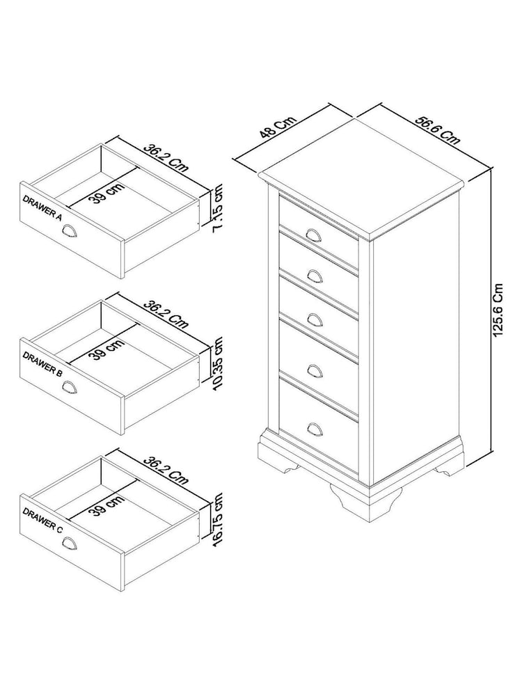 Bentley Designs Grey/Oak Hampstead 5 Drawer Tall Chest - Image 2 of 2