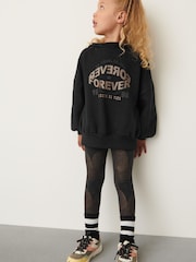 Schwarz und Gold/Wirbel-Schriftzug - Set mit Kapuzensweatshirt und Leggings (3–16 Jahre) - Bild 1 von 5