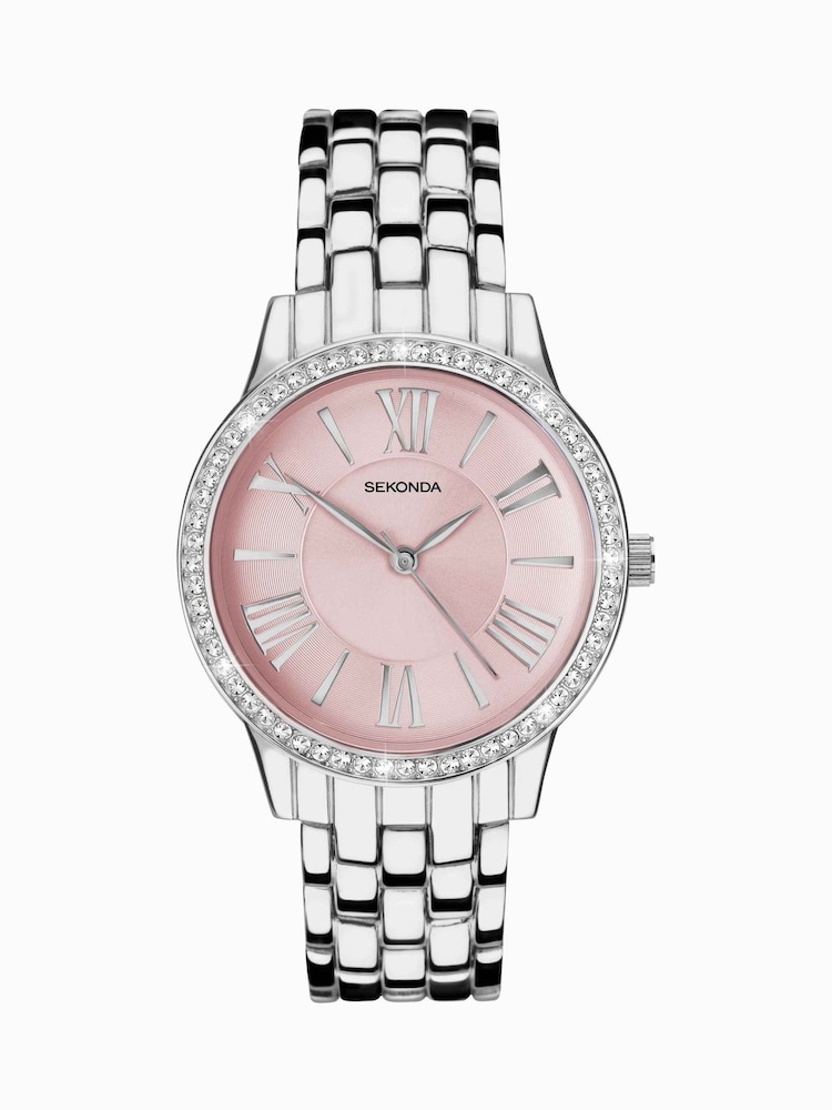 Sekonda Ladies Pink Silver Alloy Bracelet Watch - Image 1 of 5
