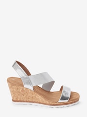 Silber - Forever Comfort® Schuhe mit Keilabsatz und elastischen Riemen - Bild 3 von 6
