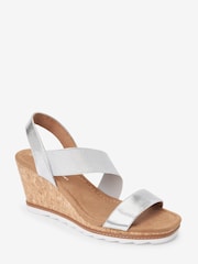 Silber - Forever Comfort® Schuhe mit Keilabsatz und elastischen Riemen - Bild 4 von 6