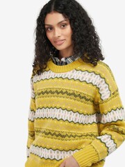 Barbour® Yellow Coastal Galia Fairisle Pattern Jumper - Image 1 of 5