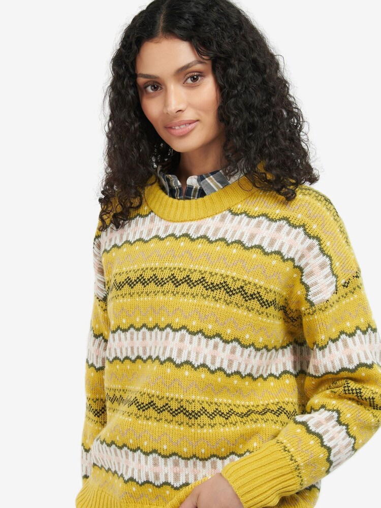 Barbour® Yellow Coastal Galia Fairisle Pattern Jumper - Image 1 of 5