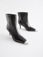 Black Premium Leather Toe Cap Pull On Boots - Image 1 of 6
